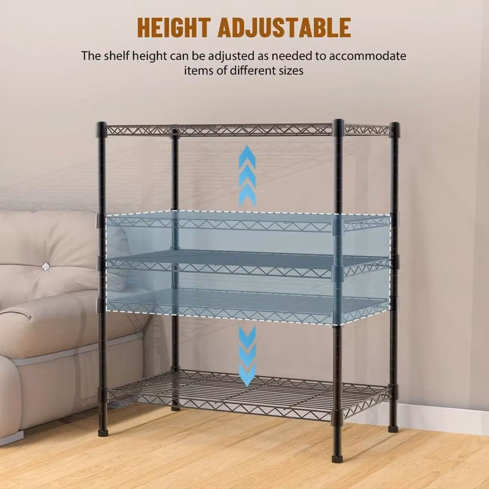 FORGEVIO 3 Tier Metal Racking Shelf in Black for Home or Office, H 76 x W 60 x D 35 cm – 2