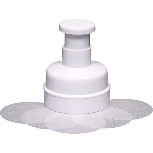 KitchenCraft Quarter Pounder Burger Press with 1 Wax Disc in White Plastic, W/D/H: 11.5 x 11.5 x 13.5 cm