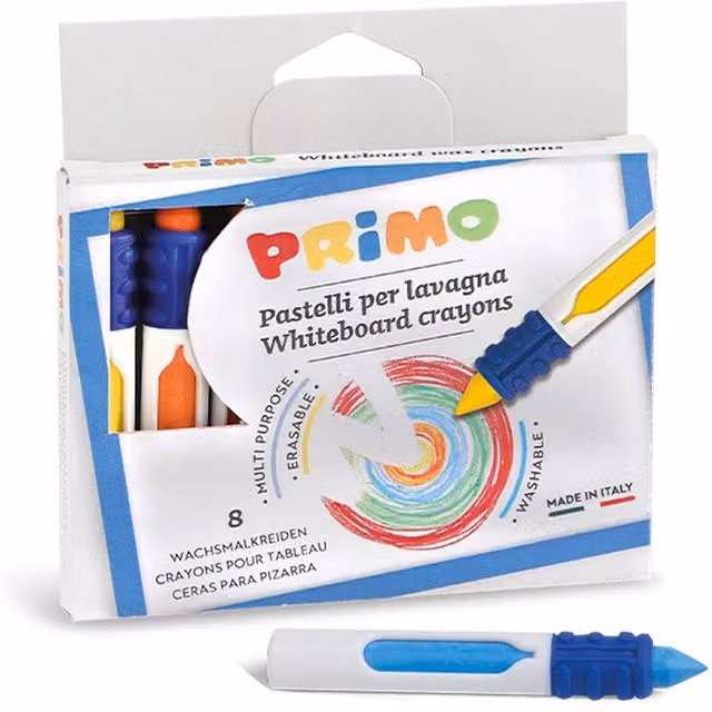 Primo Yellow Wax Whiteboard Crayons for Children, 8 Pack