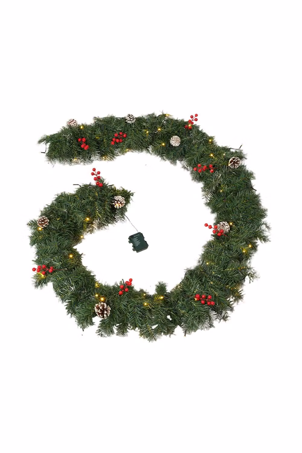 Living and Home Classic Christmas Garland with Warm White LED Light String in Multicolour – 5