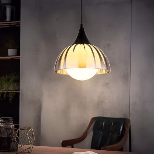 Netlighting Eva Dome Pendant Ceiling Light with Matt Black Metal and Smoke Glass Shade, H 120 cm – 2