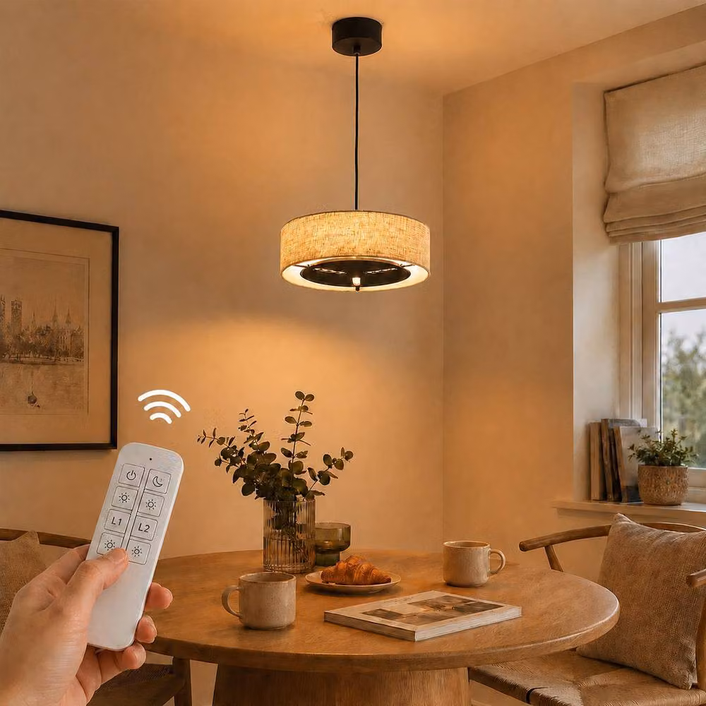 Kairui Lighting Black Pendant Ceiling Light with Remote Control and Adjustable Height, Diameter: 35 cm – 2