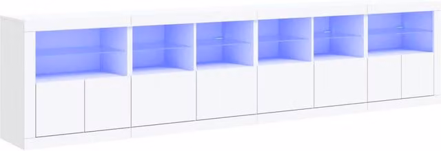 Berkfield Home Modern White Sideboard with Integrated LED Lights W: 283 cm, D: 37 cm, H: 67 cm