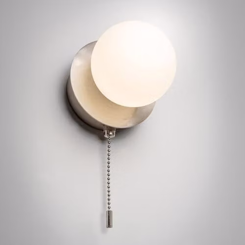 CGC Lighting Macie Rechargeable USB LED Wall Light with White Opal Glass Sphere and Silver Metal Finish