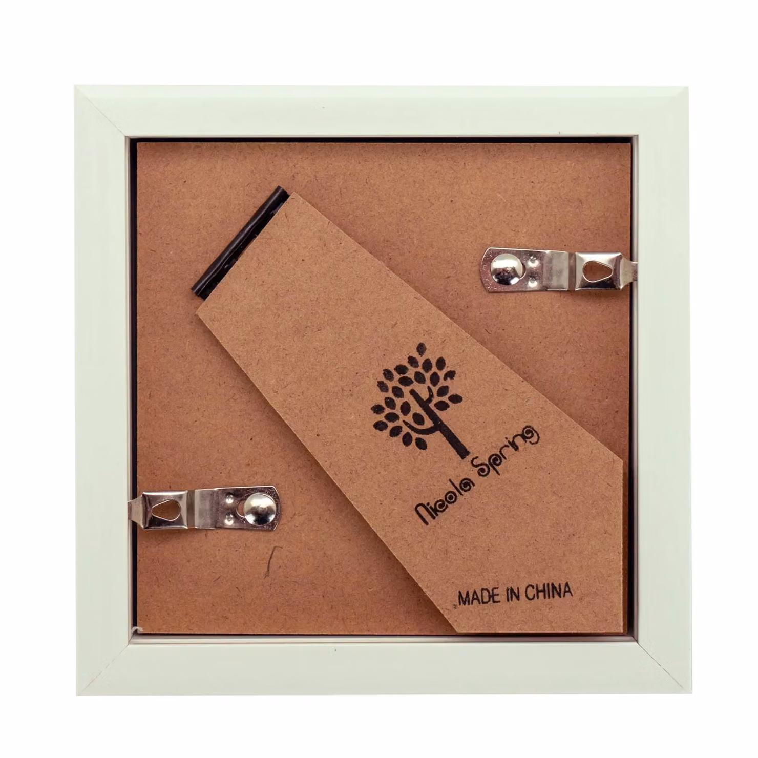 Nicola Spring 2 Piece Square 3D Shadow Box Photo Frame Set in White and Black with Glass and Plastic Details – 3
