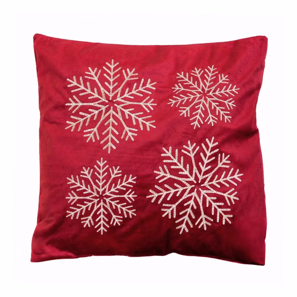 Samuel Alexander Burgundy and Gold Snowflake Soft Christmas Cushion, W/D/H: 44 x 44 x 44 cm – 5
