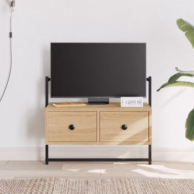 Berkfield Home Wall-mounted Sonoma Oak TV Cabinet in Brown, W/D/H: 60.5 x 30 x 51 cm – 1