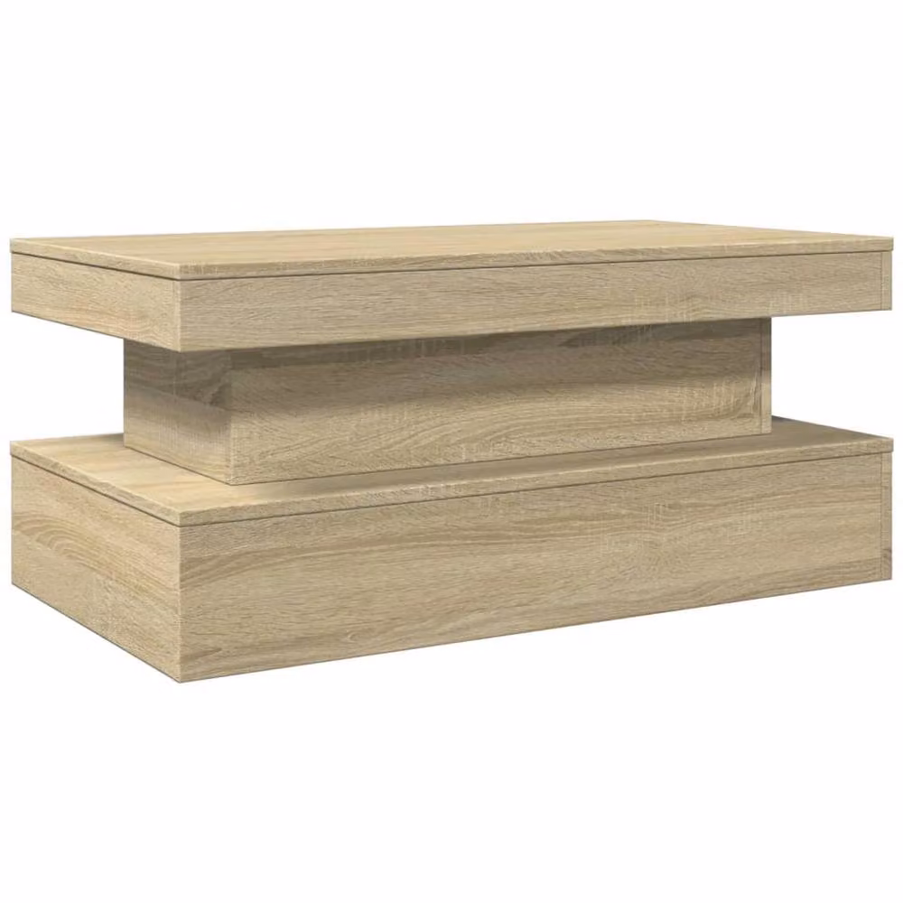 Berkfield Home Sonoma Oak Coffee Table with LED Lights in Brown, W/D/H: 90 x 50 x 40 cm – 3
