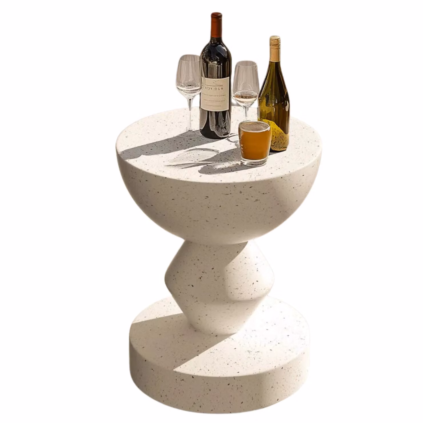 Pirlo Plush White Round Concrete Industrial Side Table for Indoor and Outdoor Use – 2
