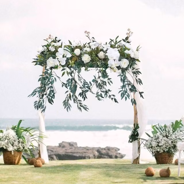 EONLION White Floral Wedding and Party Stage Background Decor, Width: 100 cm