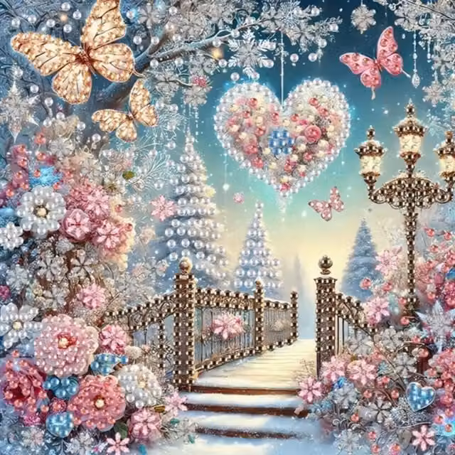 Syntego Romantic Winter Wonderland Diamond Painting Kit, Multicolour and Blue