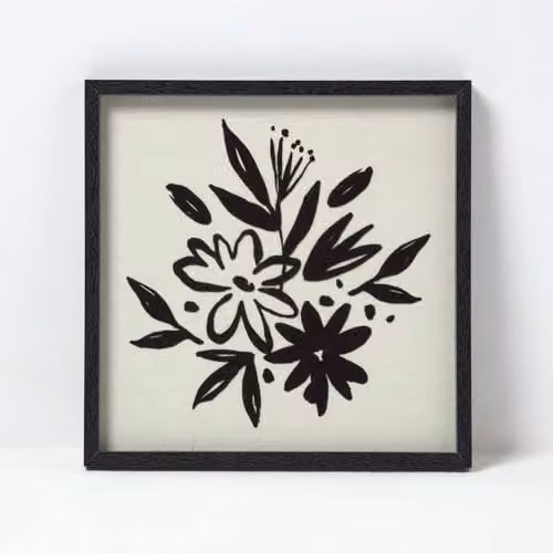 Homescapes Set of 2 Black Modern Floral Framed Wall Art, W/D/H: 30 x 30 x 30 cm – 4