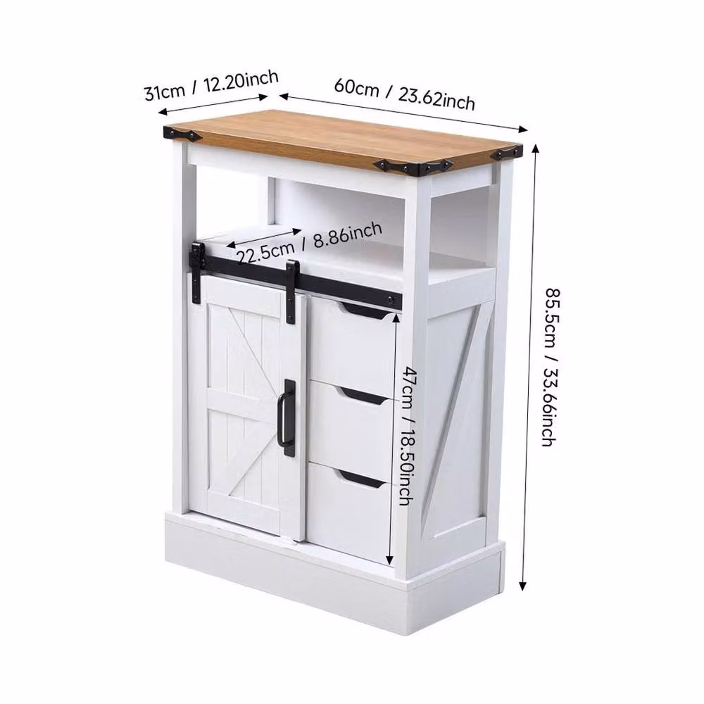 KORVIXA Modern White Sideboard Storage Cabinet, Width: 100 cm – 2