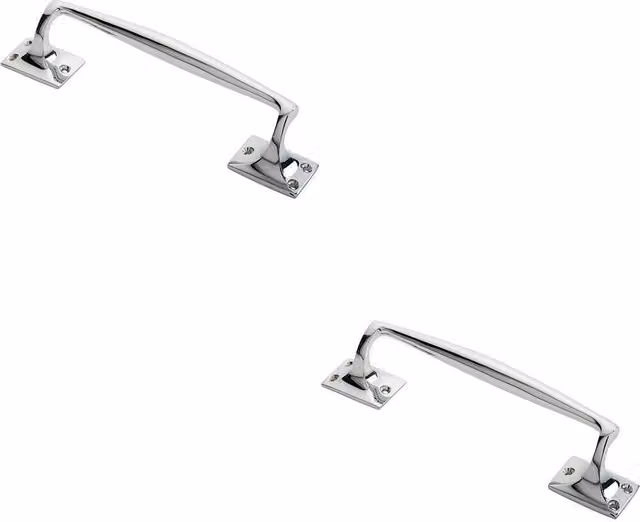 Loops 2x One Piece Door Pull Handles in Polished Chrome, Length: 250 mm, Projection: 54 mm