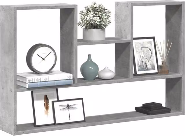 Berkfield Home Wall Mounted Modern Shelf in Grey MDF, W: 99 cm, D: 15 cm, H: 60 cm – 1