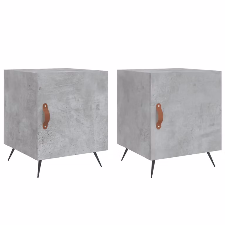 Berkfield Home Set of 2 Modern Bedside Cabinets in Concrete Grey, W/D/H: 40 x 40 x 50 cm