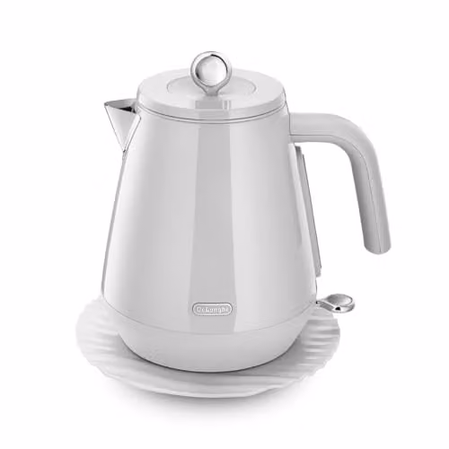 De'Longhi Eclettica KBY3001.W Stainless Steel Electric Kettle, White, 1.7 l – 1