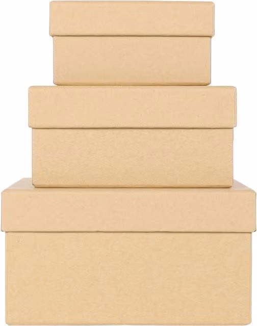 Art Studio Pack of Three Square Nesting Boxes in Brown Corrugated Cardboard