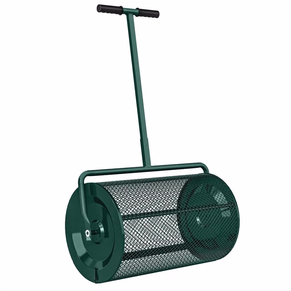 OUTSUNNY Green Metal Compost Spreader with Height Adjustable Handle – 2