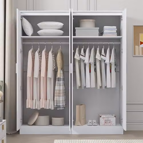 Reflect 2x 2 Door Plain Wardrobe Bundle in White Gloss and Matt White with Soft Close Doors – 2