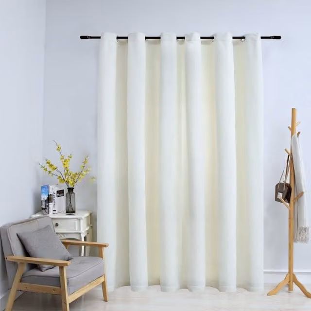 Berkfield Home Cream Velvet Blackout Curtain with Eyelets W: 290 cm, H: 245 cm