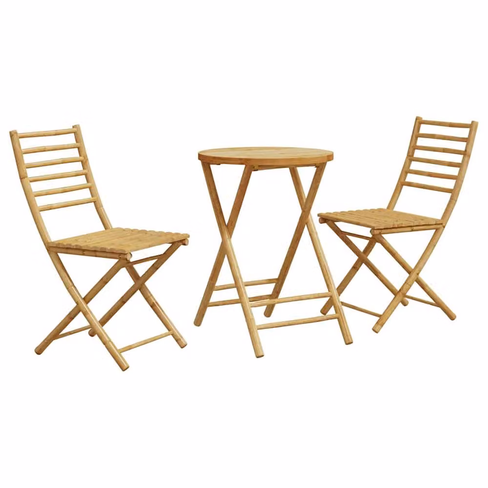 Berkfield Home 3 Piece Bamboo Bistro Set in Beige – 2