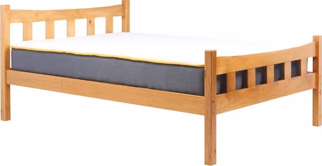 Birlea Miami Double Bed in Brown Lacquered Pine