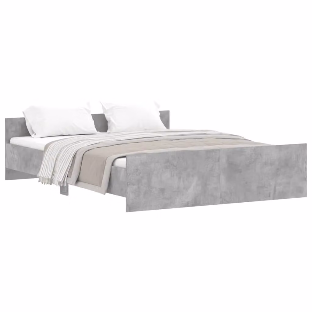Berkfield Home Bed Frame with Headboard and Footboard in Concrete Grey, W/D/H: 150 x 200 cm – 2