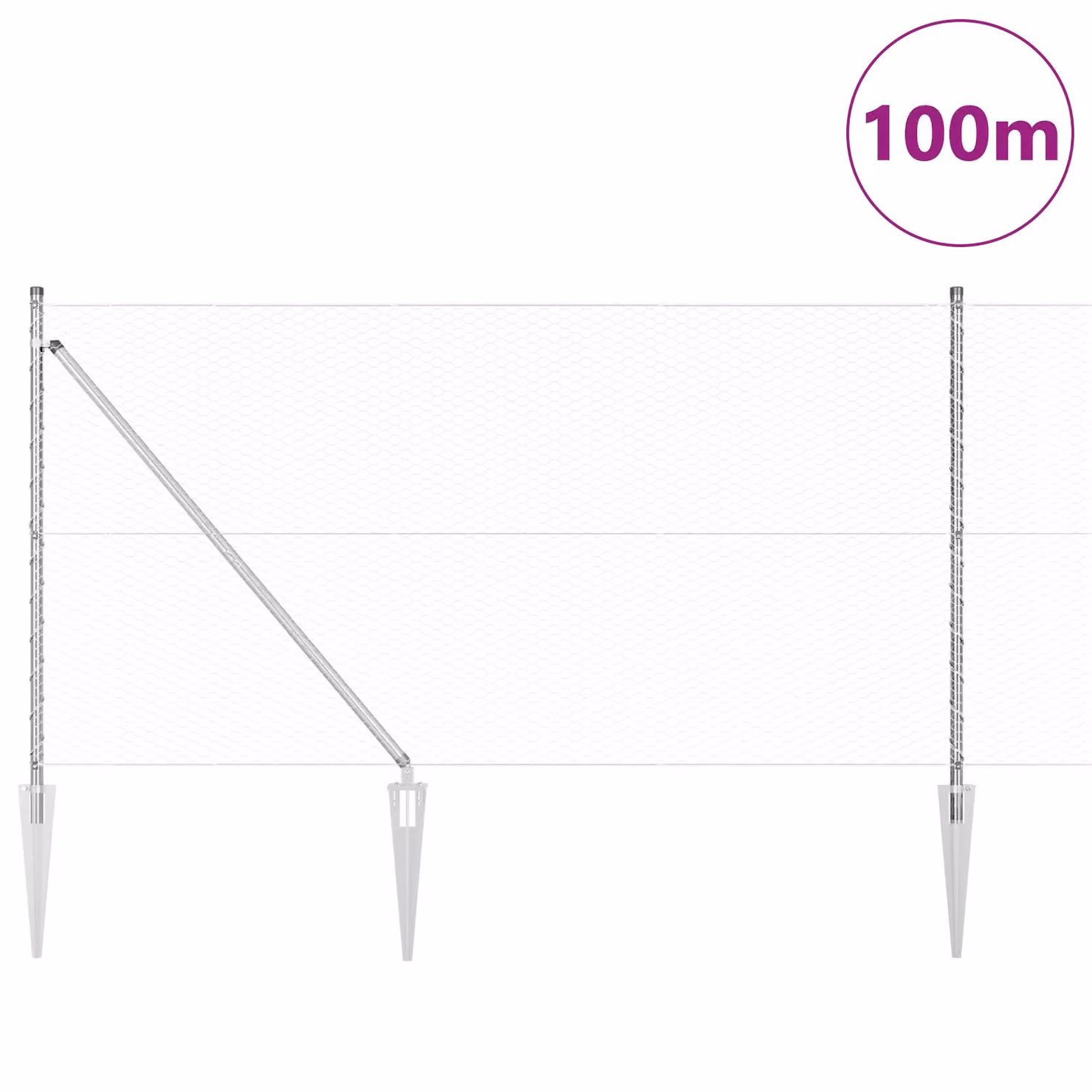 Berkfield Home Hexagon Fence, Galvanised Steel, Silver, 1 x 100 m – 2