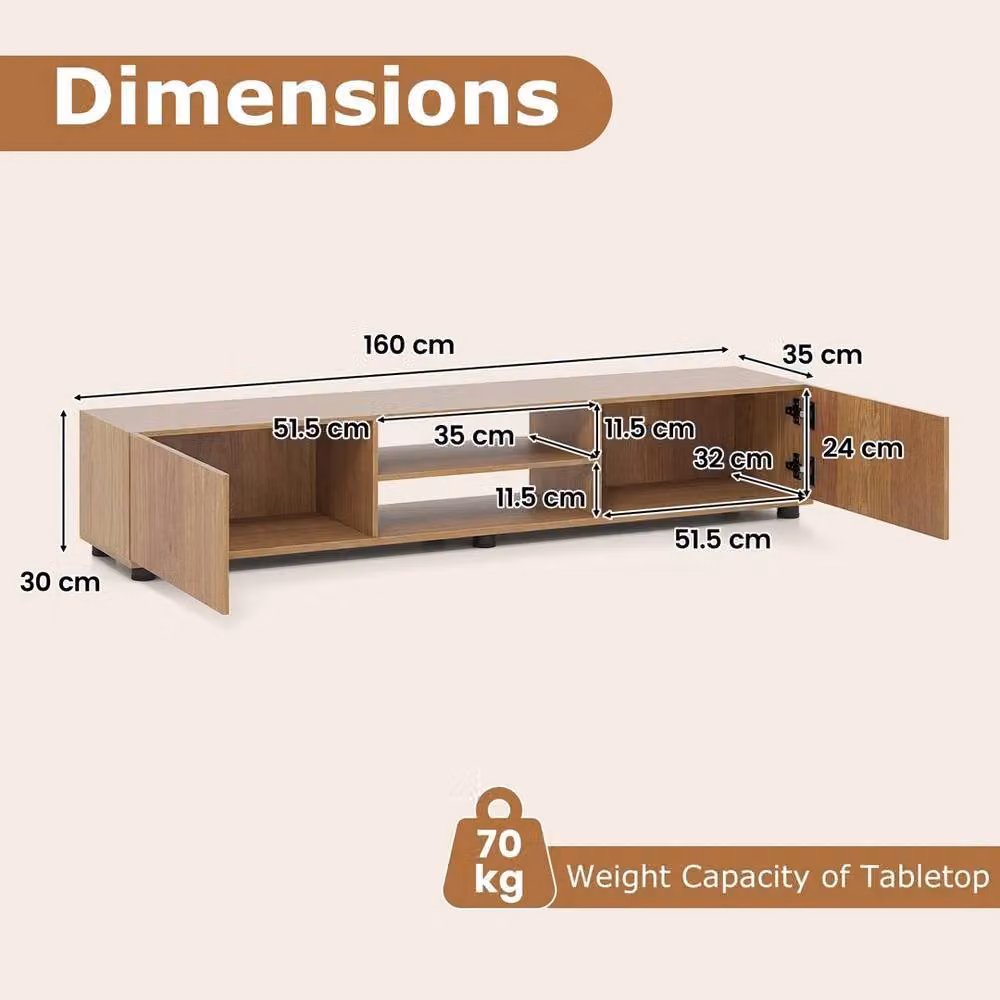 EONLION Brown Minimalist Wood TV Unit for up to 70 Inch TVs – 2