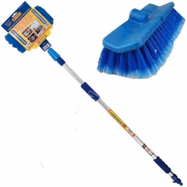 BARGAINS-GALORE Multicolour Telescopic Extendable Aluminium Car Wash and Water Fed Window Brush, Max Length: 2 m – 1