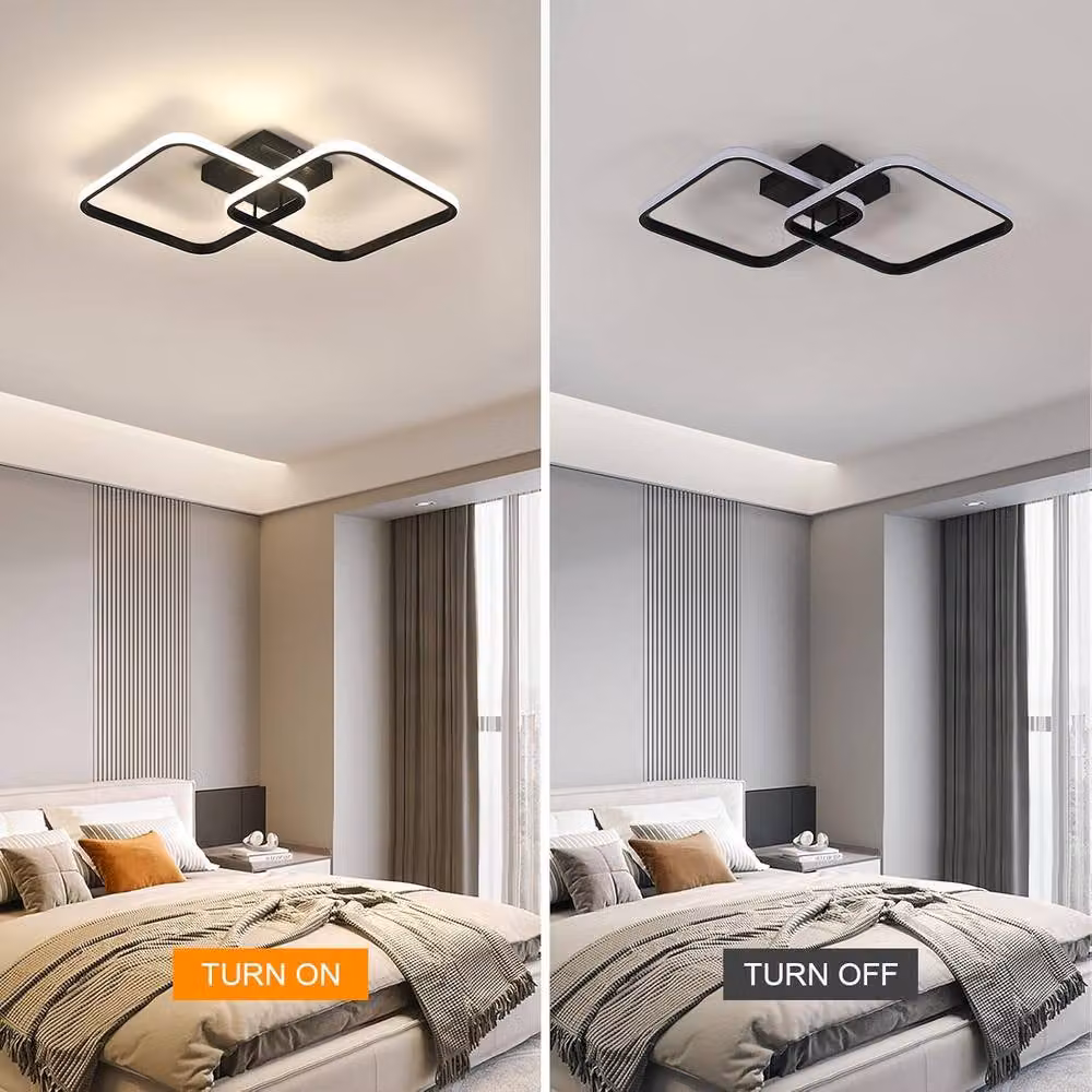 Goeco Modern Square LED Ceiling Light, 42W, 4500K, Black, W/D/H: 64 x 64 x 10 cm – 6