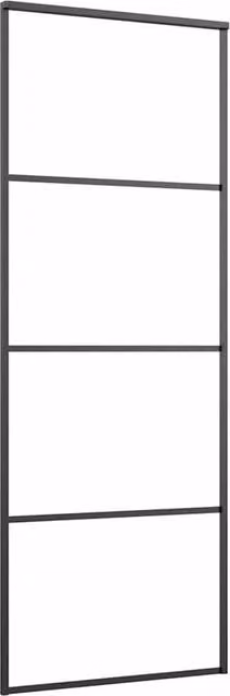 Berkfield Home Black Sliding Door with Frosted ESG Glass and Aluminium, W: 76 cm, H: 205 cm