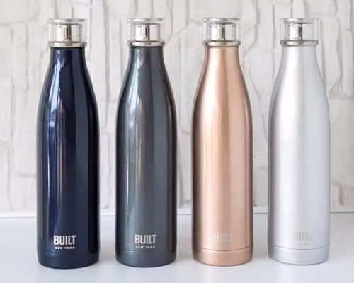 BUILT New York Perfect Seal Vacuum Insulated Stainless Steel Hydration Bottle, 740 ml, Blue