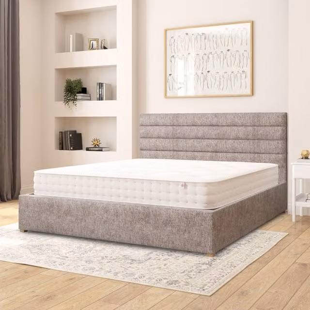 Aspire Kelly Silver Firenze Velour Fabric Ottoman Storage Bed, W: 200 cm, D: 200 cm