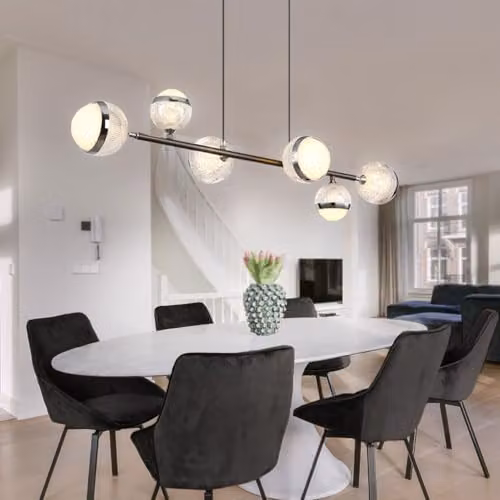 Netlighting Untsy Bar Pendant Light in Grey with Transparent Glass, Dimmable LED and Remote Control – 4