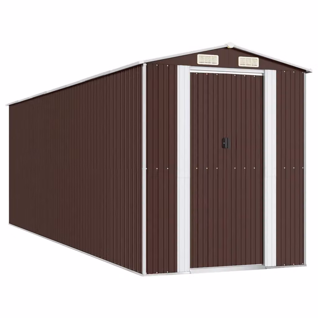 Berkfield Home Garden Shed in Dark Brown, Galvanised Steel, W/D/H: 192 x 606 x 223 cm – 2