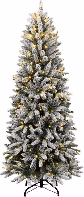 Berkfield Home Artificial Flocked Christmas Tree with 300 Warm White LEDs, Green, Height: 180 cm – 1