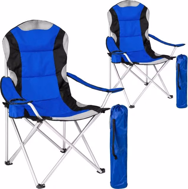 Tectake Set of 2 Lightweight Folding Camping Chairs in Blue