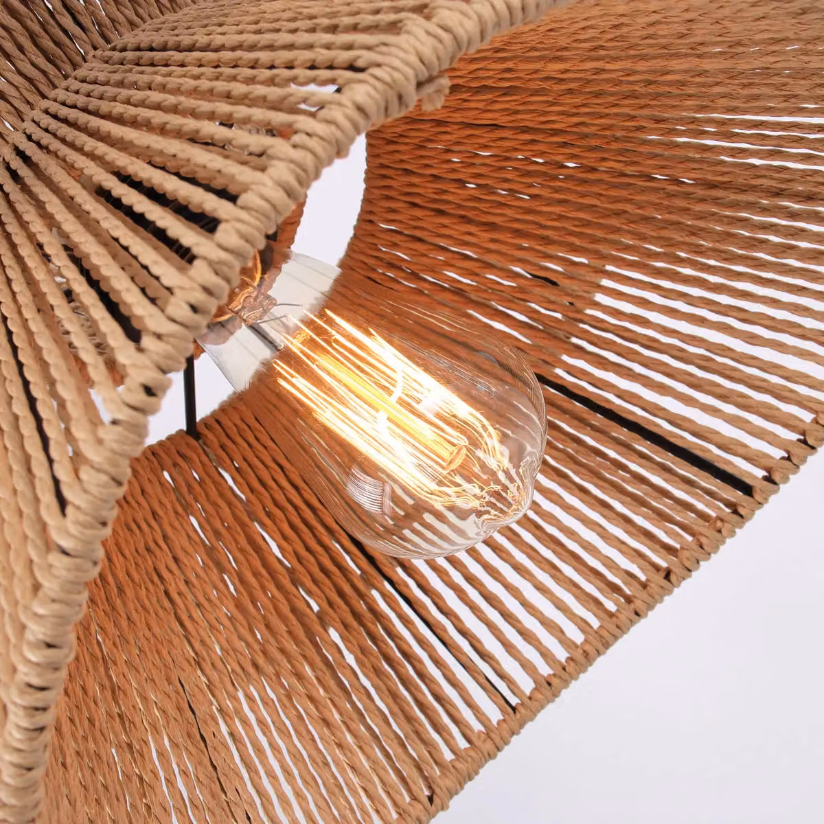 Garwarm Boho Geometric Rattan Pendant Light in Light Brown – 2