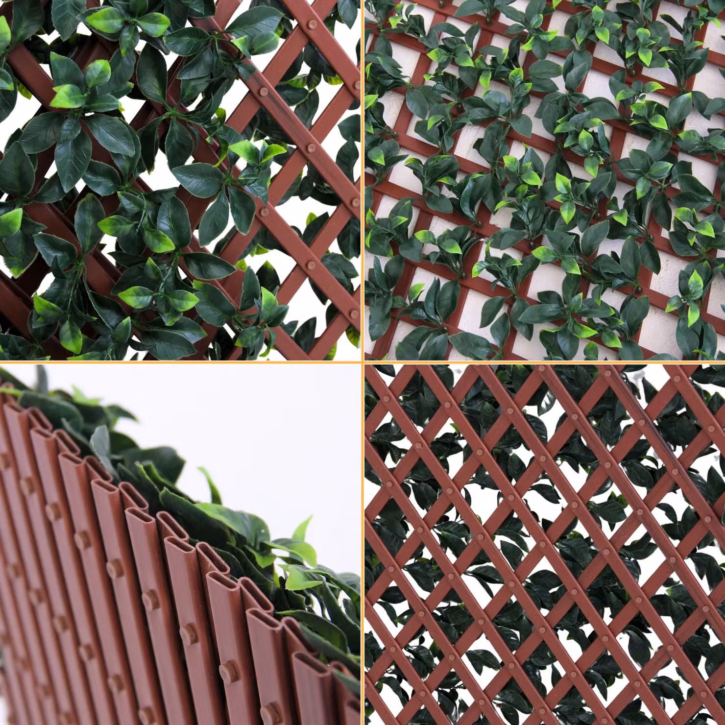Novecrafto Expanding Trellis Garden Privacy Screen with Artificial Green Leaves – 10
