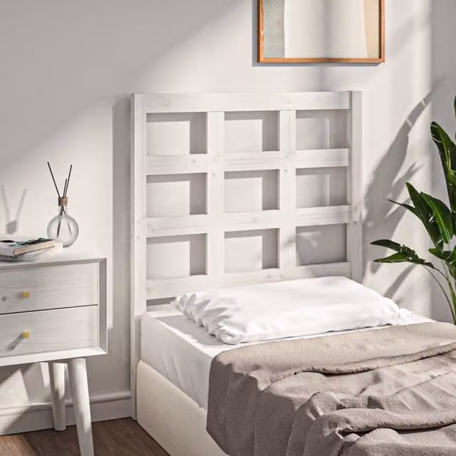 Berkfield Home White Solid Wood Pine Bed Headboard, W: 80.5 cm, D: 4 cm, H: 100 cm