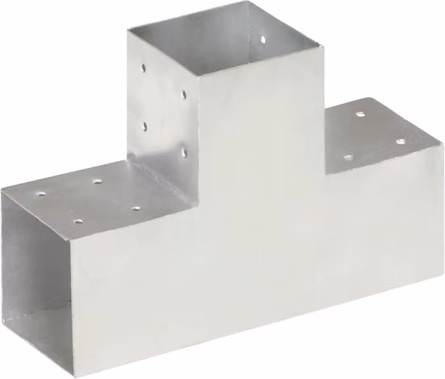 Berkfield Home T-Shape Galvanised Steel Post Connector in Silver, 10.1 x 10.0 cm