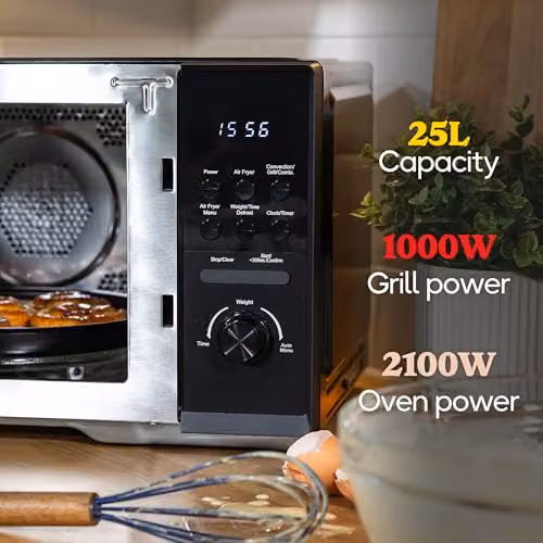 Russell Hobbs 25L 4-in-1 Digital Combination Microwave with Air Fryer Function, Grill and Convection, 900W, Black, RHMAF2506B – 3