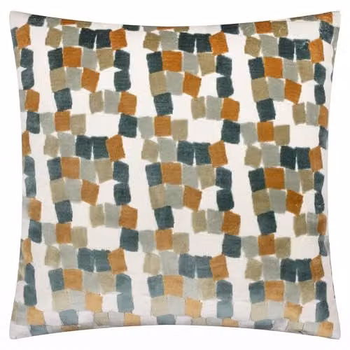 Riva Home Metro Blocks Green Velvet Jacquard Decorative Square Cushion, W/D/H: 45 x 45 x 45 cm