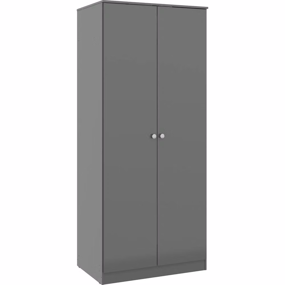Seconique Denver Trio Bedroom Set in Grey Gloss featuring Wardrobe, Chest of Drawers and Nightstand – 3