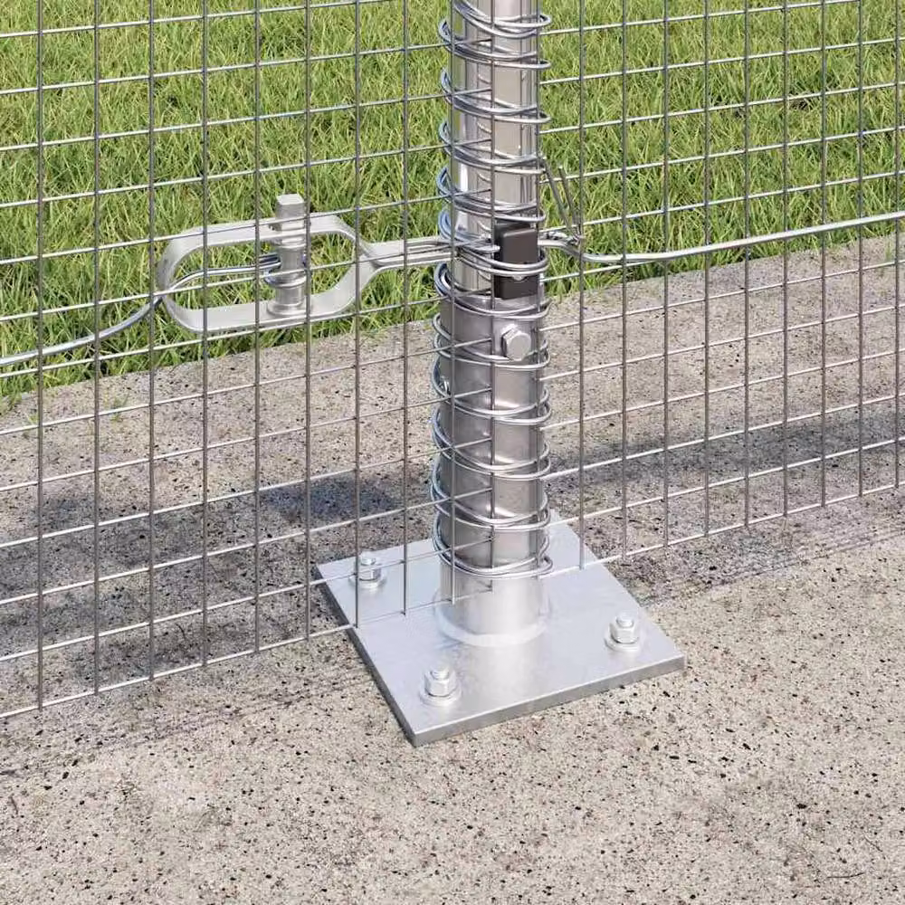 Berkfield Home Set of 2 Round Galvanised Steel In-Ground Fence Posts in Silver – 2