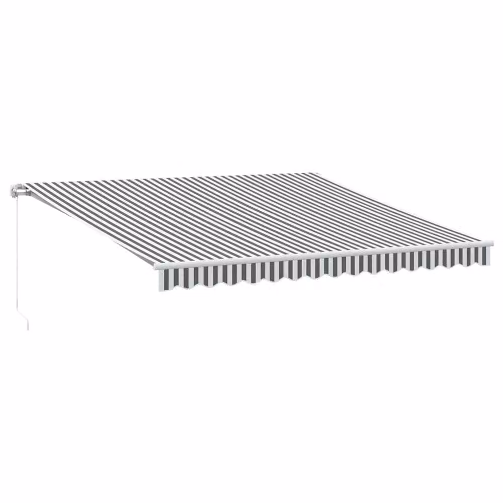 Berkfield Home Manual Retractable Semi-Cassette Awning with LED, Anthracite and White, W: 400 cm, D: 350 cm – 1