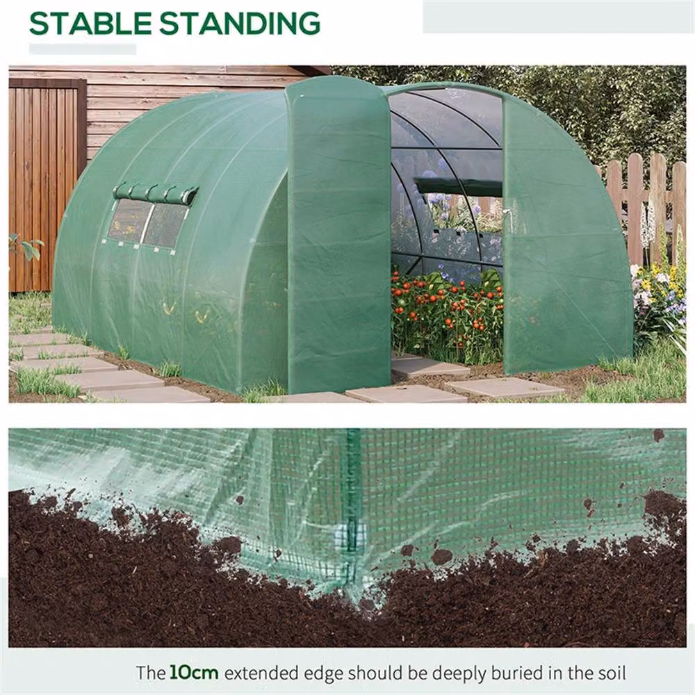 FLAVORA Green Walk-in Tunnel Greenhouse with Window, W/D/H: 6 x 3 x 2 m – 2