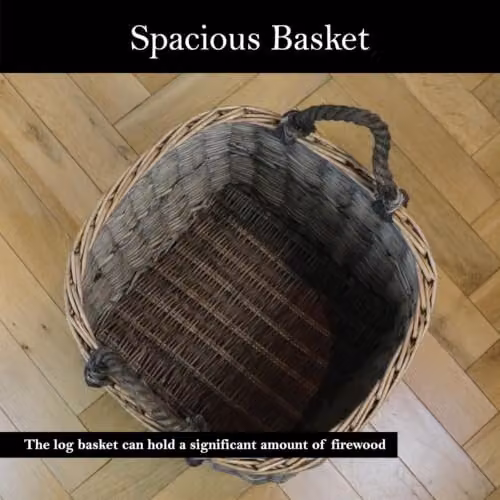 JVL Antiques Wash Square Log Basket with Loop Handles, Brown, W/D/H: 44 x 44 x 44 cm – 5
